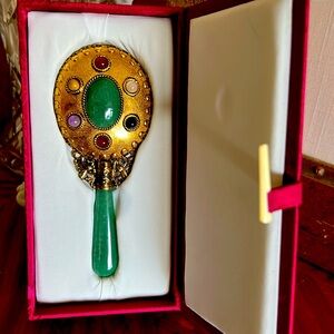 Jade and Semi Precious Stone Hand Mirror
